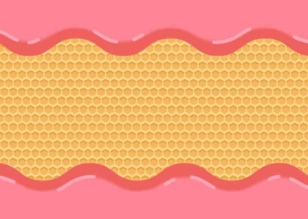 Ilustração de fundo de waffle com creme derretido