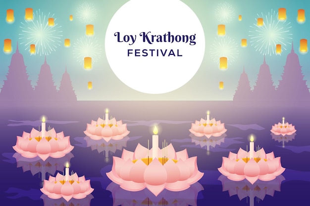 Ilustração de fundo do festival loy krathong