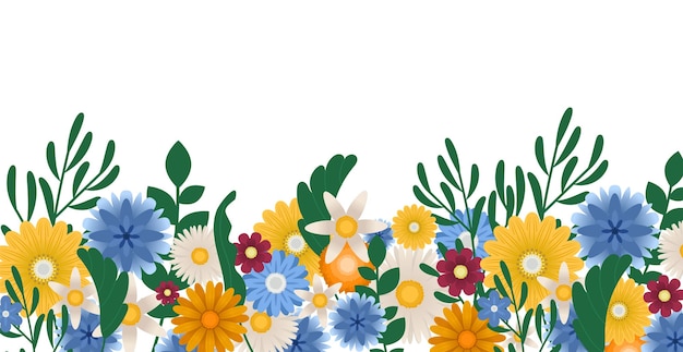 Ilustração de fundo floral de verão romântico de fronteira de flor com ilustração vetorial de espaço de texto