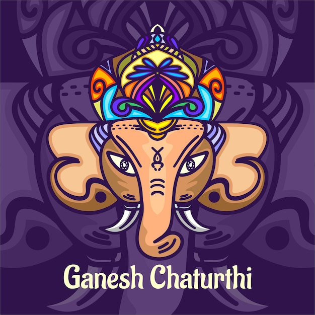 Ilustração de ganesha de conceito plano de cor brilhantejpg