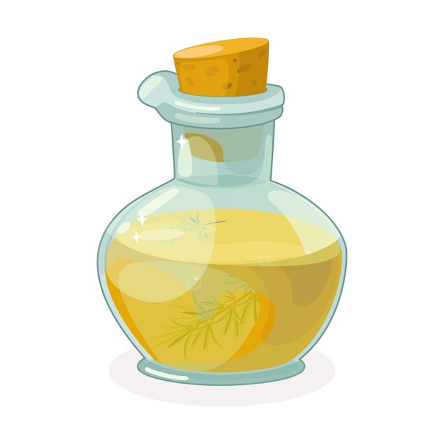 Ilustração de garrafa com óleo aromático em estilo detalhado Estilo moderno de ilustrações para estúdio de aromaterapia e salões de massagem