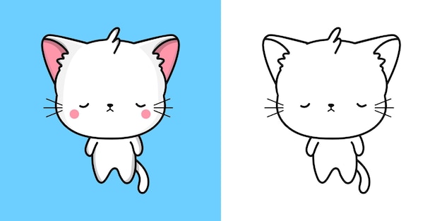 Ilustração de gato angora turco bonito clipart e para colorir página. gato dos desenhos animados clip art.