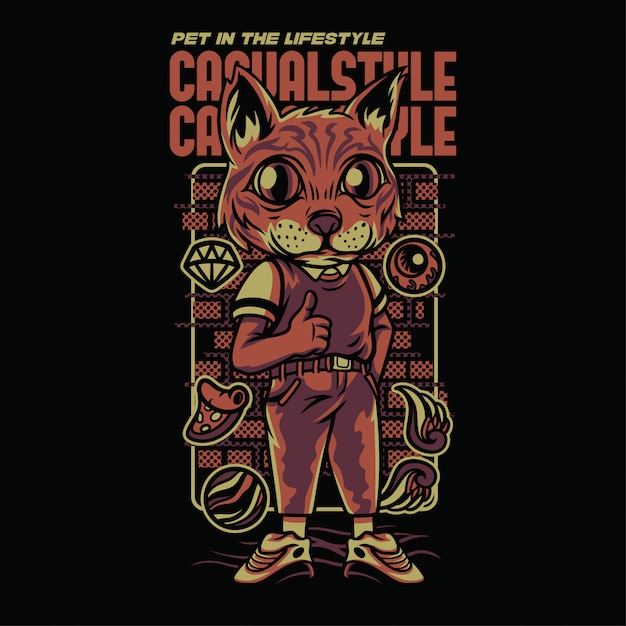 Ilustração de gato bengala estilo casual