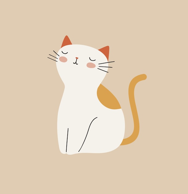 Ilustração de gato bonito Design de animal minimalista