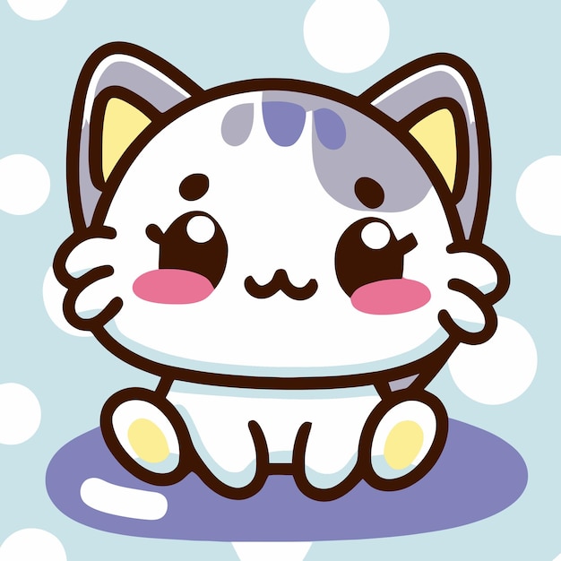 Ilustração de gato bonito estilo de desenho vetorial gato kawaii chibi desenho animado de gato