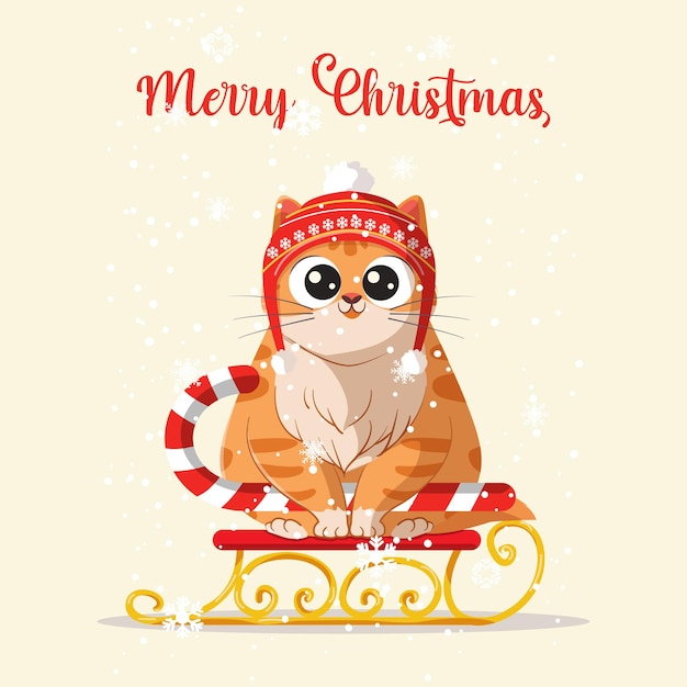 Ilustração de gato comemorando o natal