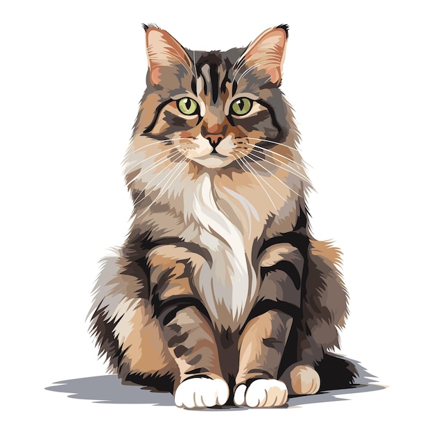 Ilustração de gato de cor sólida desenhada à mão