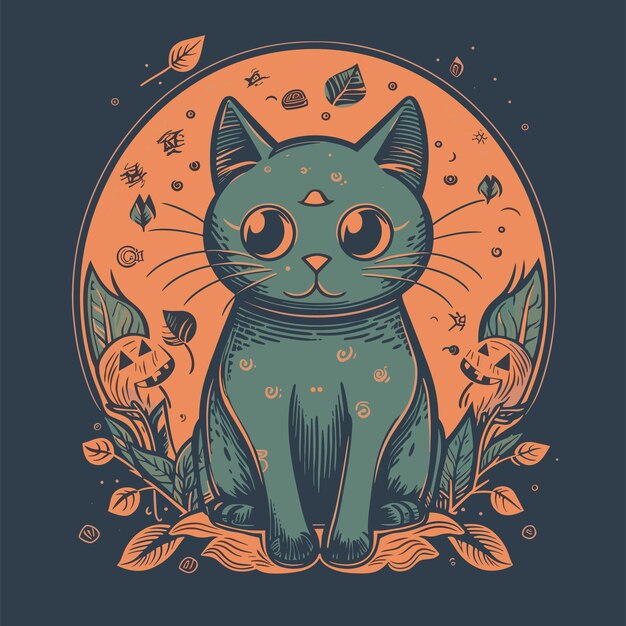 Vetor ilustração de gato de halloween