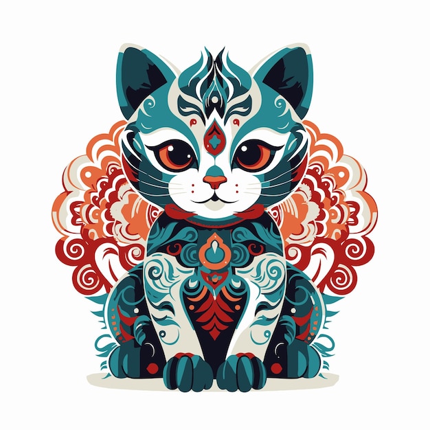 ilustração de gato ornamentado