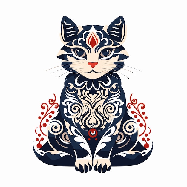 Vetor ilustração de gato ornamentado