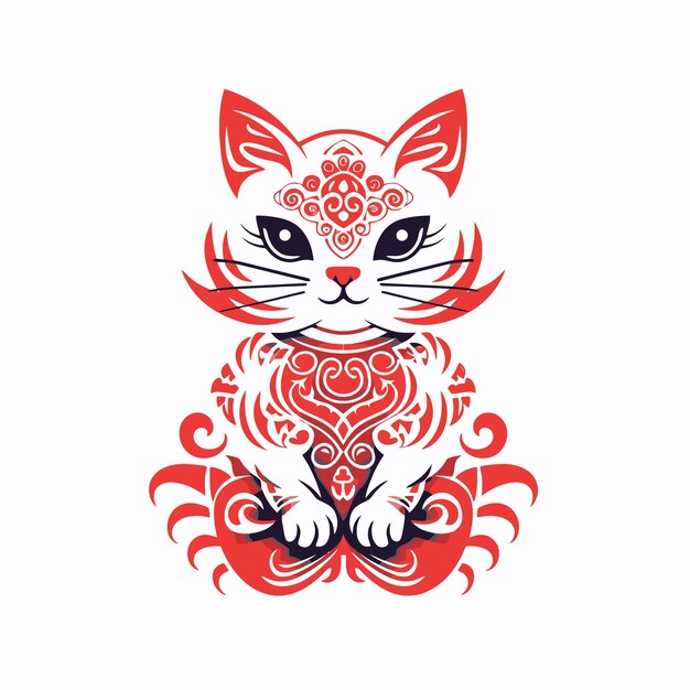 Ilustração de gato ornamentado