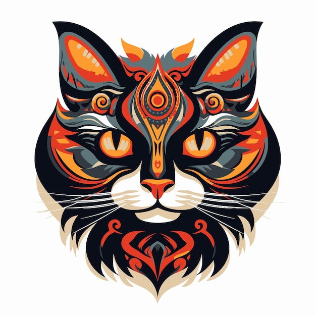 ilustração de gato ornamentado