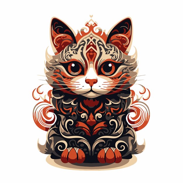 Vetor ilustração de gato ornamentado