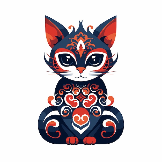 Vetor ilustração de gato ornamentado