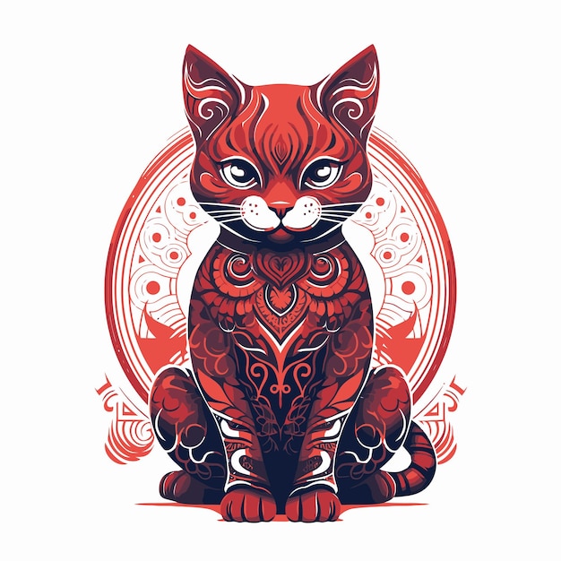 Vetor ilustração de gato ornamentado