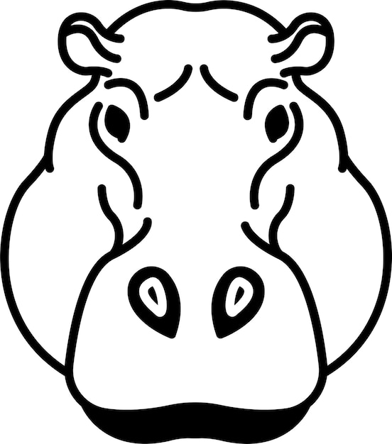 Vetor ilustração de glifo de rosto de hipopótamo e vetor de linha