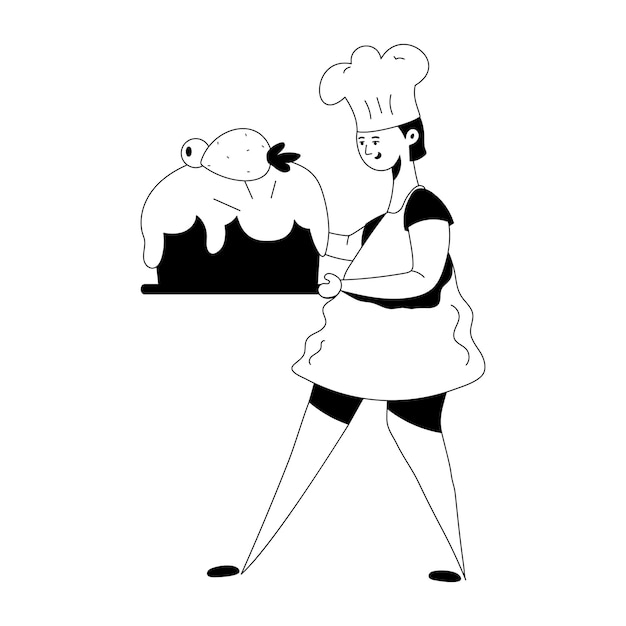 Ilustração de glifo do padeiro de bolos