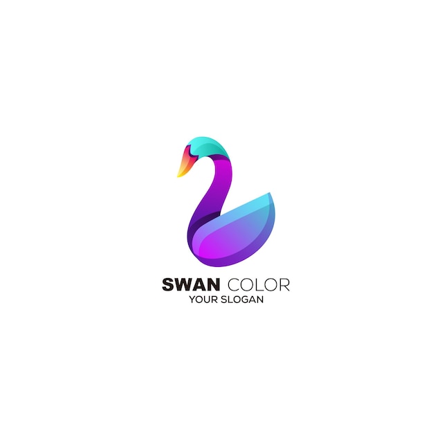 Ilustração de gradiente de logotipo de arte de design colorido de cisne