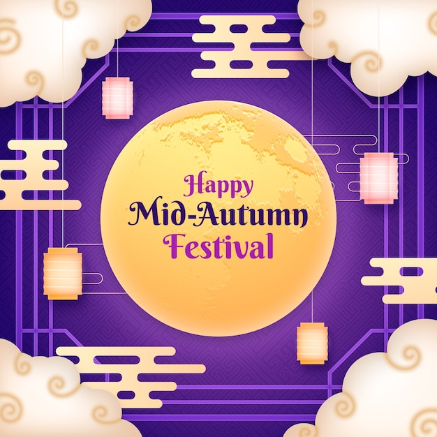 Ilustração de gradiente para a celebração chinesa do festival do meio do outono
