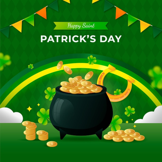 Ilustração de gradiente para a celebração do Dia de São Patrício.