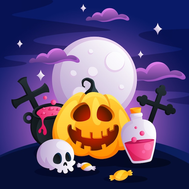 Ilustração de gradiente para celebração de halloween