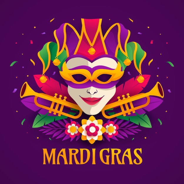 Ilustração de gradiente para o festival de Mardi Gras