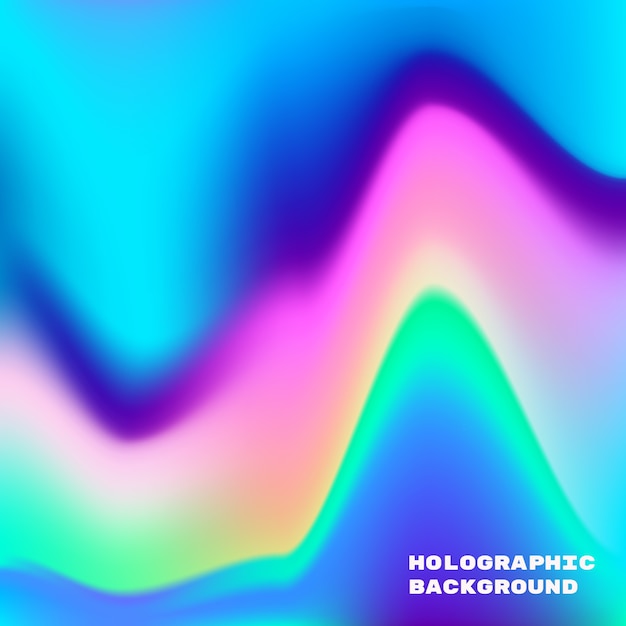 Ilustração de gradiente vibrante holográfico neon em azul