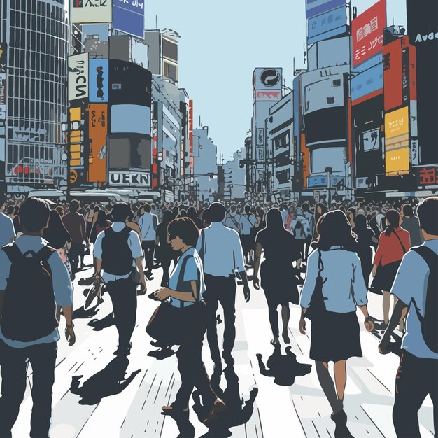 Ilustração_de_grande_tokyo_cidade_crowd_walking