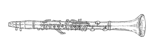 Vetor ilustração de gravura em preto vintage de clarinete