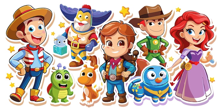 Vetor ilustração de grupo de personagens de desenhos animados