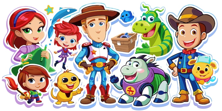 Vetor ilustração de grupo de personagens de desenhos animados