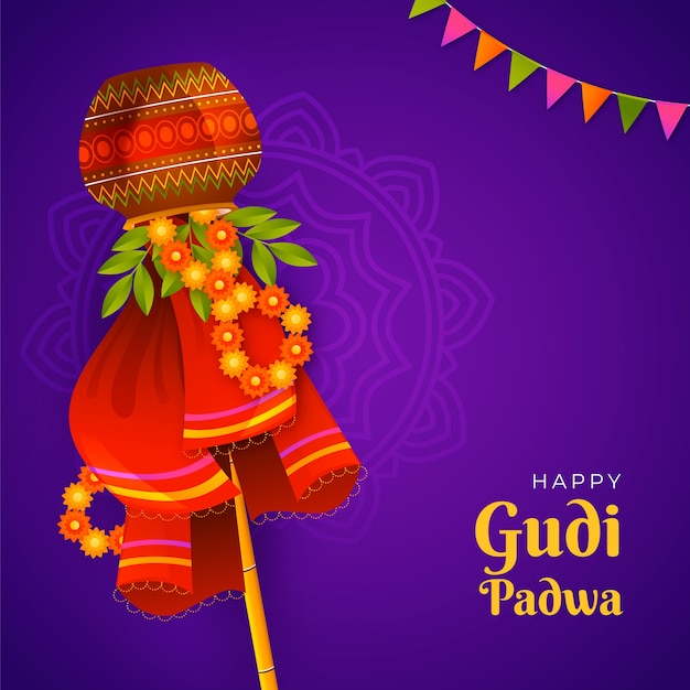 Ilustração de gudi padwa em gradiente