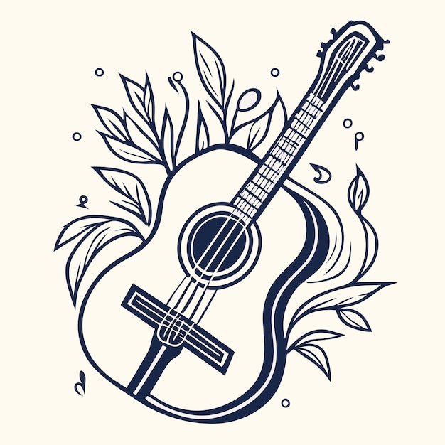 Ilustração de guitarra desenhada à mão