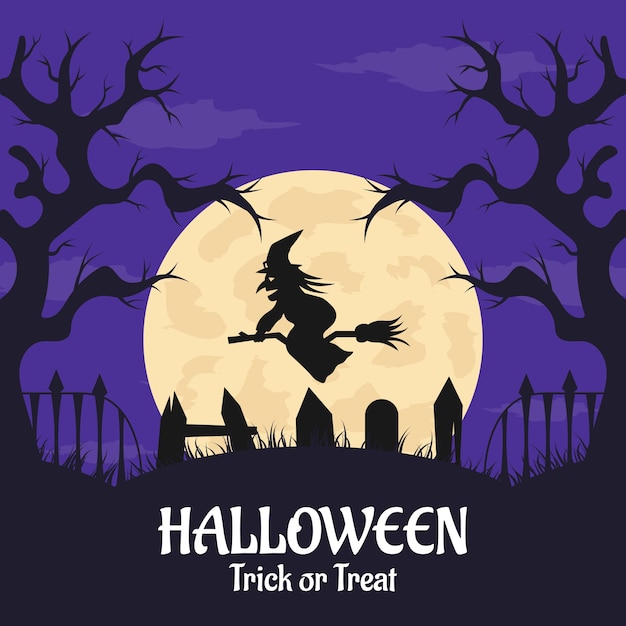 Ilustração de Halloween com design plano