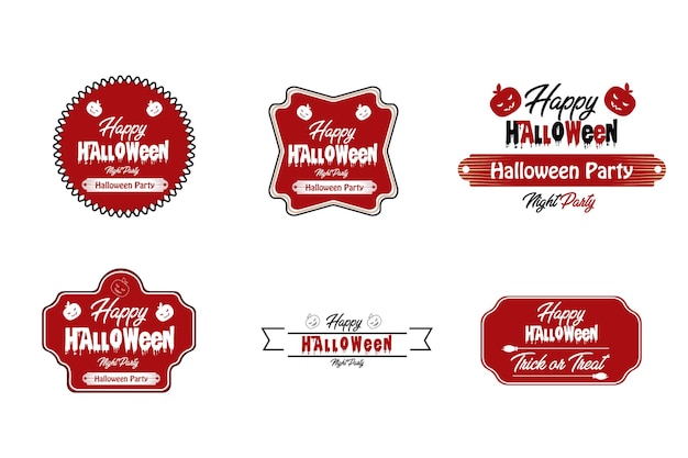 Vetor ilustração de halloween, conjunto vetorial de emblemas vintage de feliz dia das bruxas, emblemas de logotipos e rótulos