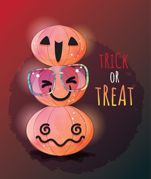 Ilustração de halloween de doces ou travessuras de abóbora de animais fofos - personagem de preguiça de aquarela de animais fofos