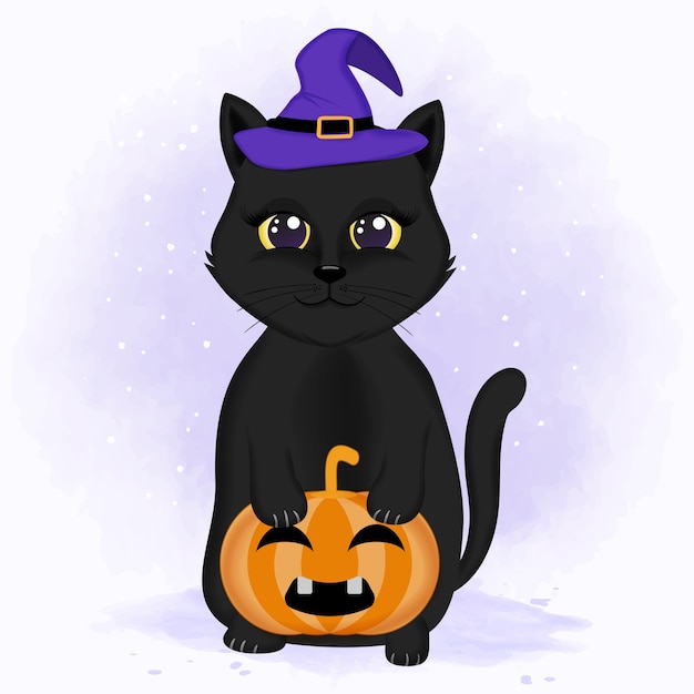 desenho bonito mão desenhar fantasma abraço gato preto, vetor de dia de  halloween. 3007180 Vetor no Vecteezy