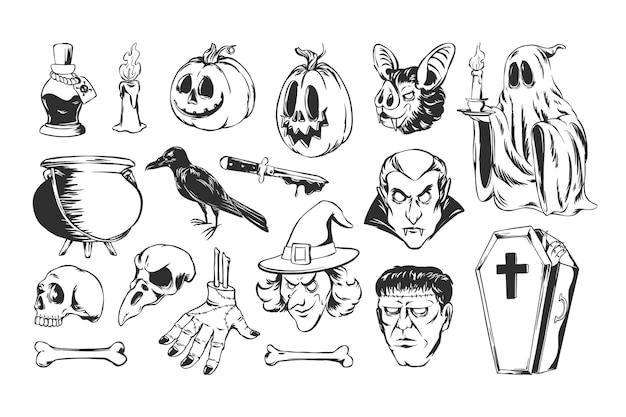 Ilustração de Halloween desenhada à mão