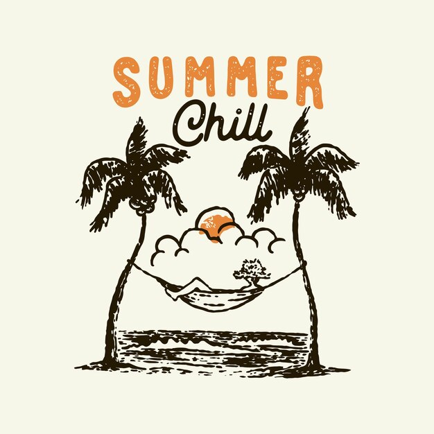 Vetor ilustração de hamaca design gráfico de praia de verão chill out emblema paraíso vintage tropical