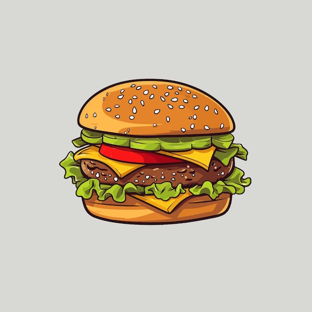 ilustração de hambúrguer simples vetor de cor plana clássica