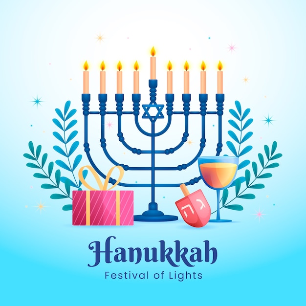 Vetor ilustração de hanukkah em gradiente