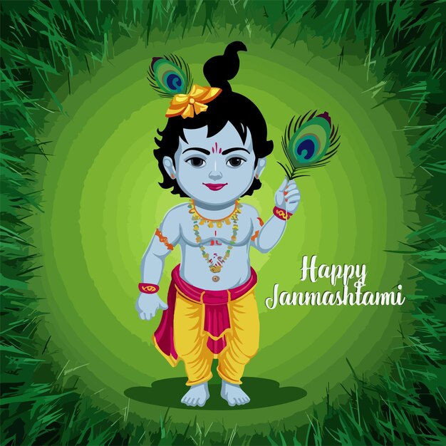 Vetor ilustração de happy krishna janmashtami festa hindu indiana de celebração de fundo