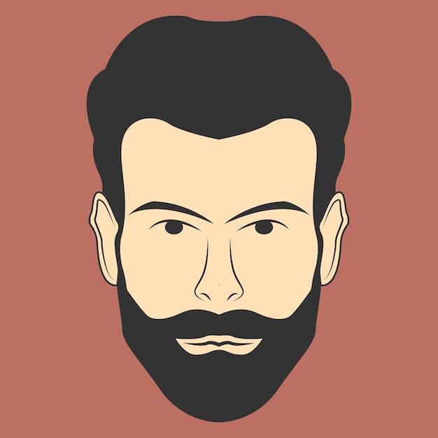 Ilustração de homem barbudo em estilo cartoon plana