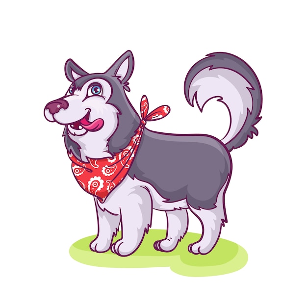 Vetor ilustração de husky desenhada à mão