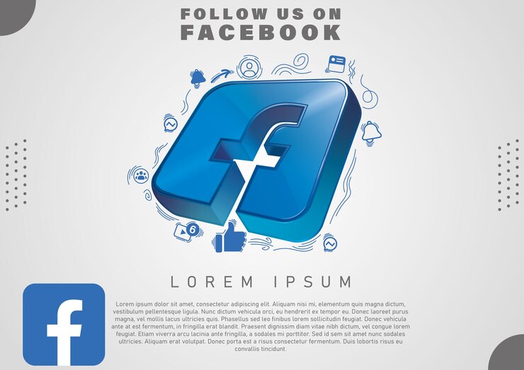 Vetor ilustração de ícone 3d do facebook com pequenos ícones do facebook