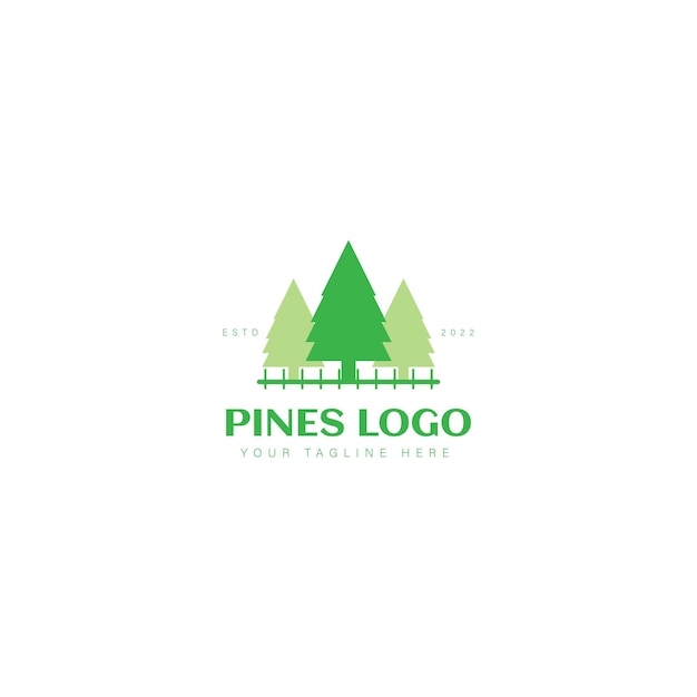 Ilustração de ícone de design de logotipo de floresta de pinheiros verdes