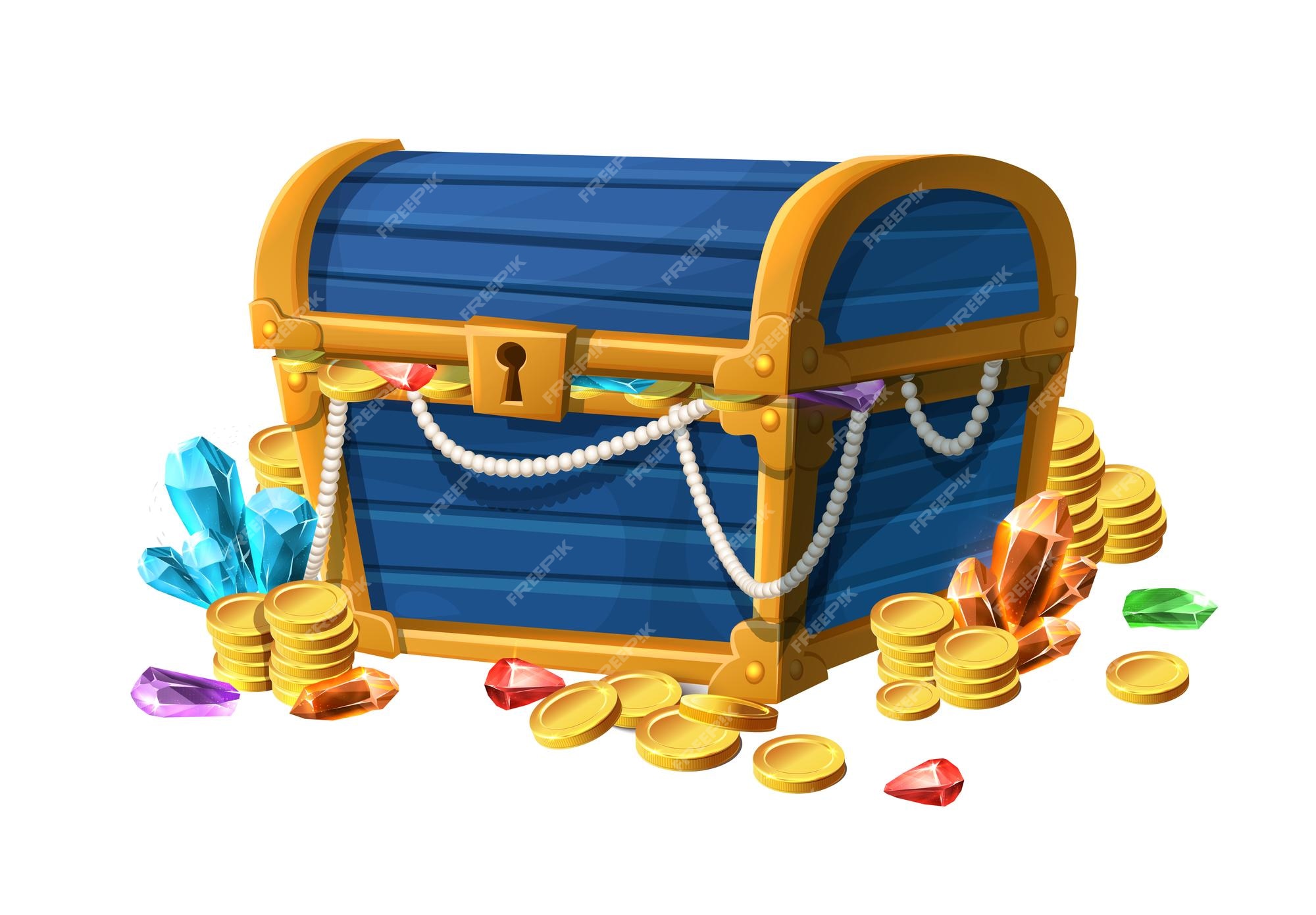 baú do tesouro do pirata com moedas de ouro. ícone para design e jogos  infantis 3692001 Vetor no Vecteezy