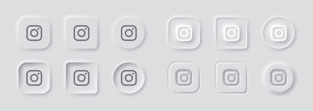 Vetor ilustração de ícone de mídia social prata instagram cinza com sombra no fundo branco