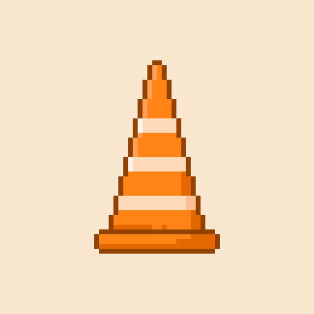 Vetor ilustração de ícone de pixel art de cone de tráfego