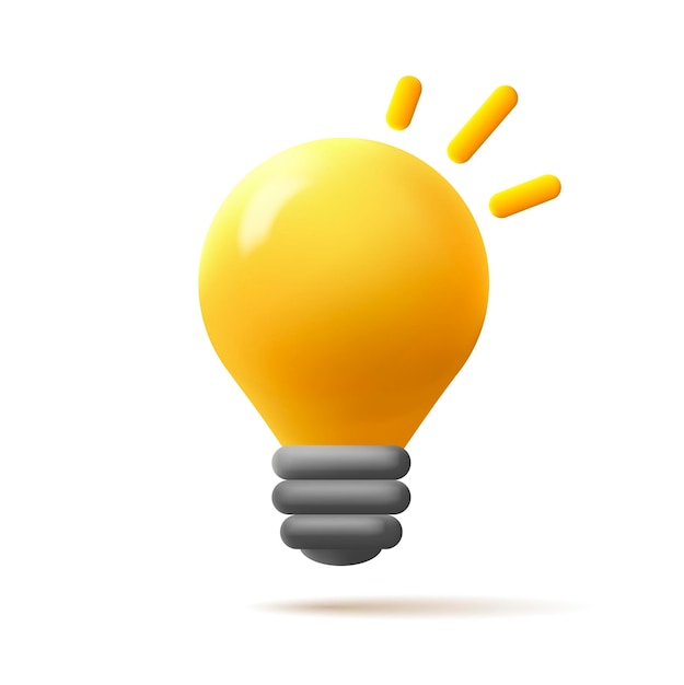 ilustração de ícone de renderização 3D de uma ilustração amarela na moda de lâmpada isolada